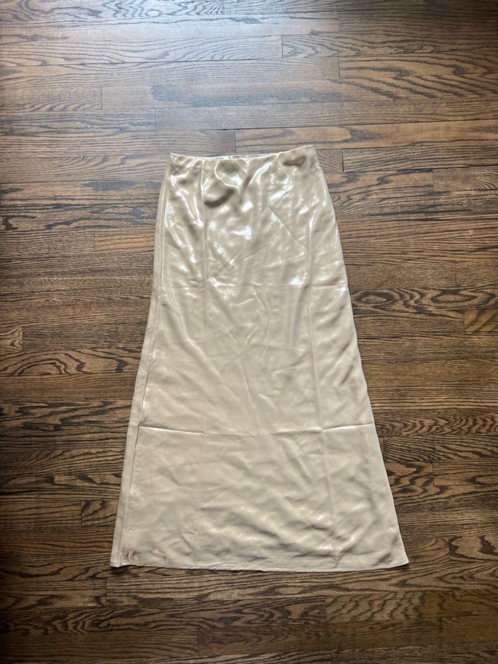Anthropologie Light Cream Satin Maxi Skirt